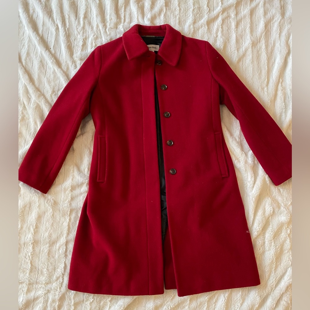 Red Calvin Klein Pea Coat